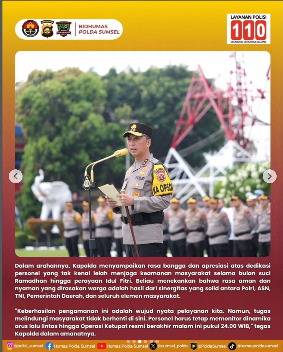 Kapolda Sumsel Ajak Jajaran Bersinergi Tingkatkan Kesiapsiagaan Karhutla Pascalibur Lebaran